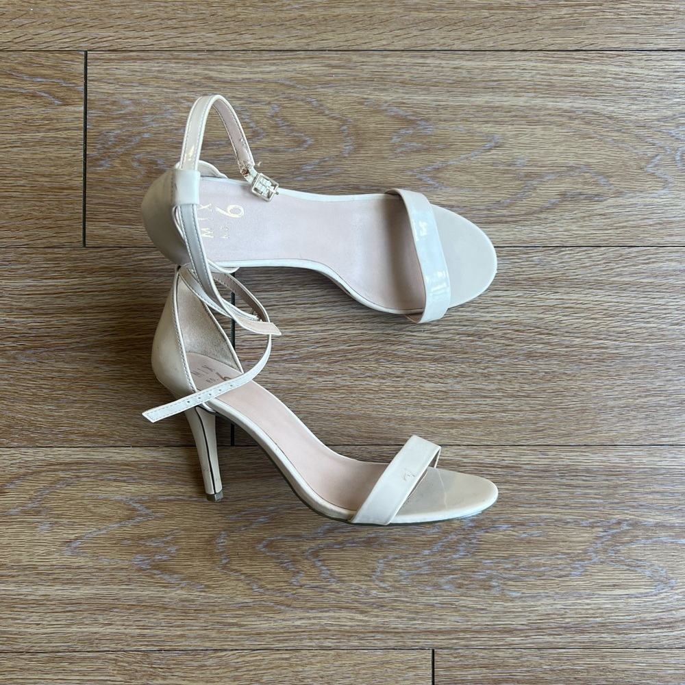 Mix No. 6 Tan/Light Nude Ankle Strap Stilettos (size 10)